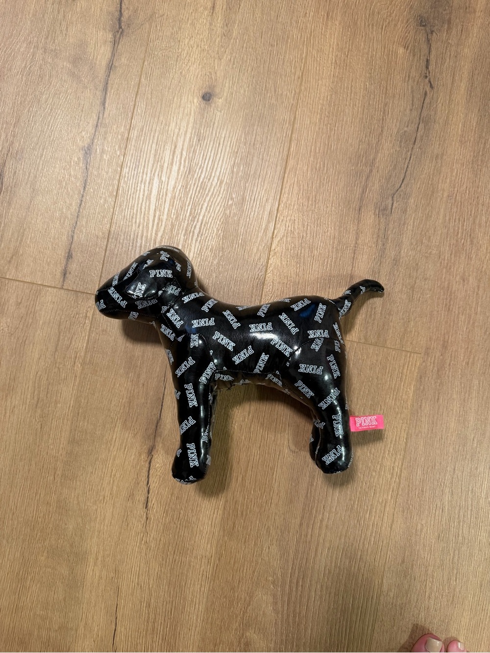 PINK Black Logo Dog - Glossy Black with White PINK Logos